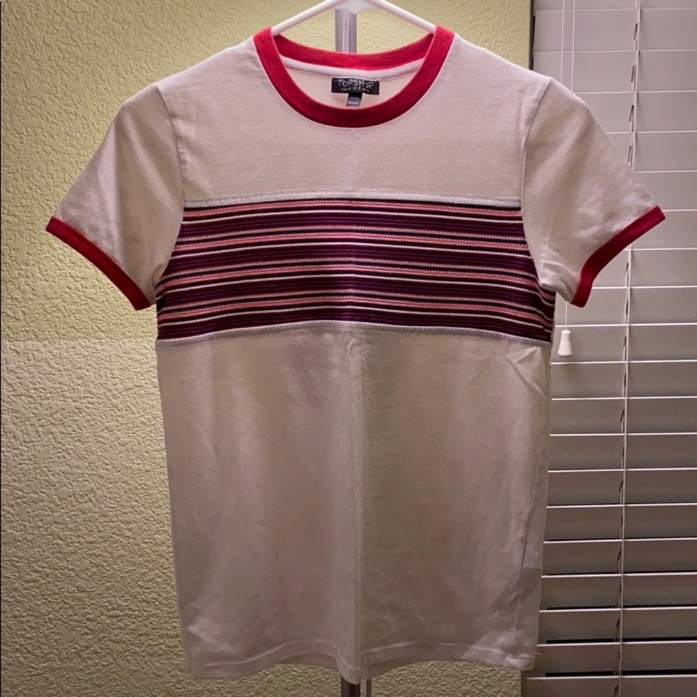Topshop t shirt with red stripe details